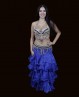 Falda azul oscura con volantes para Danza Oriental en  organza