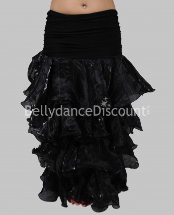 Bellydance skirt black organza and ruffles