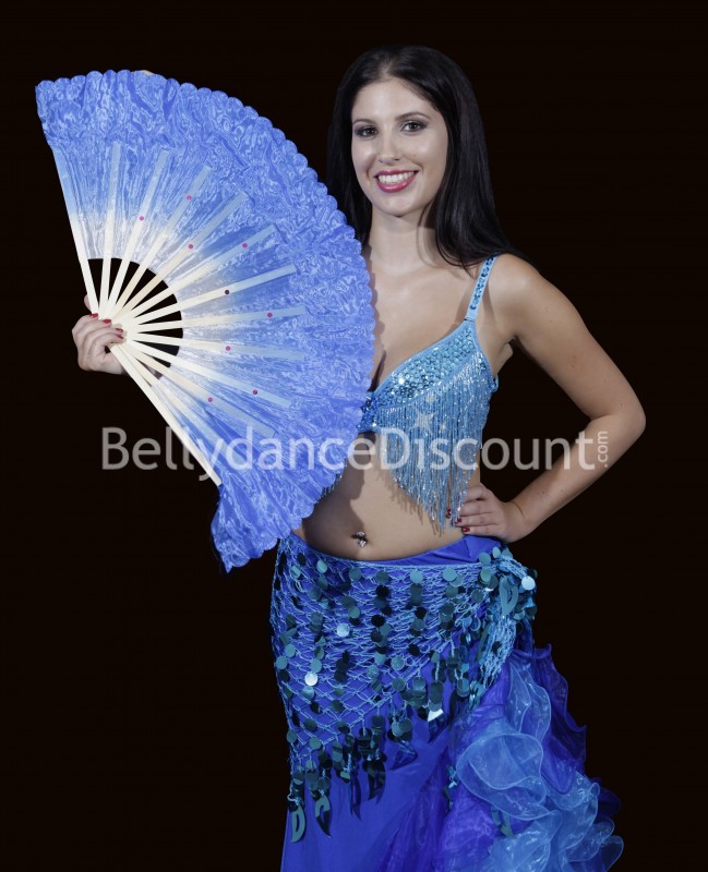 Abanico azul oscuro para danza del vientre