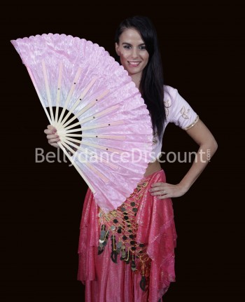 Grand éventail de danse orientale rose clair