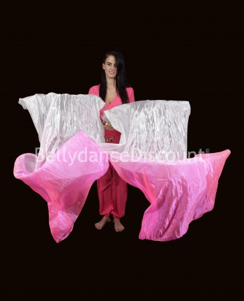 Paire d'éventails de danse orientale blanc rose