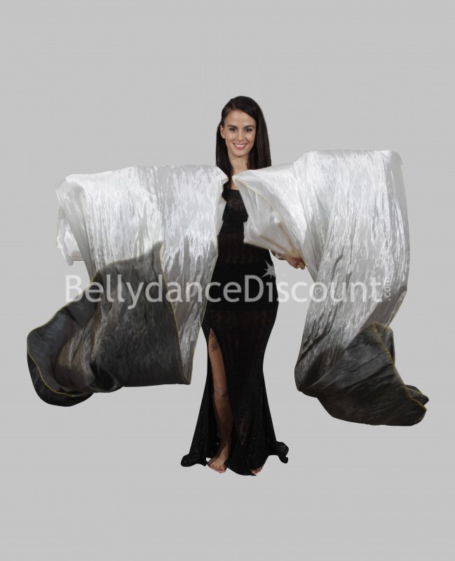 Paire d'éventails de danse orientale blanc noir Paire d'éventails de danse orientale blanc noir