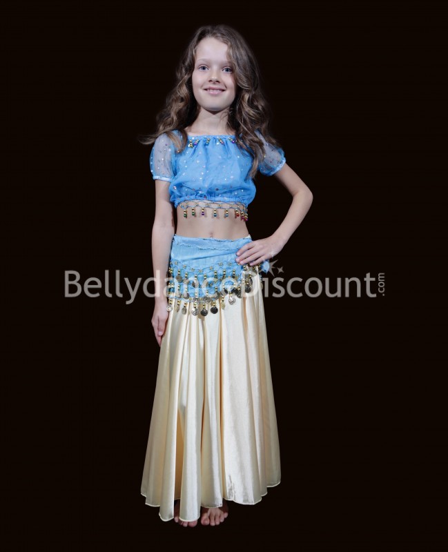 Kids' Bellydance light blue top with beads