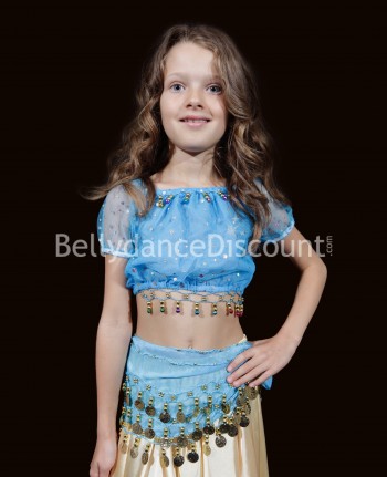 Kids' Bellydance light blue top with beads