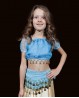 Top bambina azzurro di danza del ventre con perle