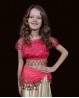 Top bambina fucsia di danza del ventre con perle