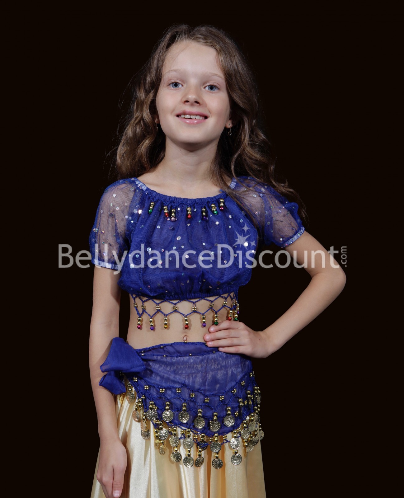 Kids' Bellydance dark blue top with beads Kids' Bellydance dark blue top with beads