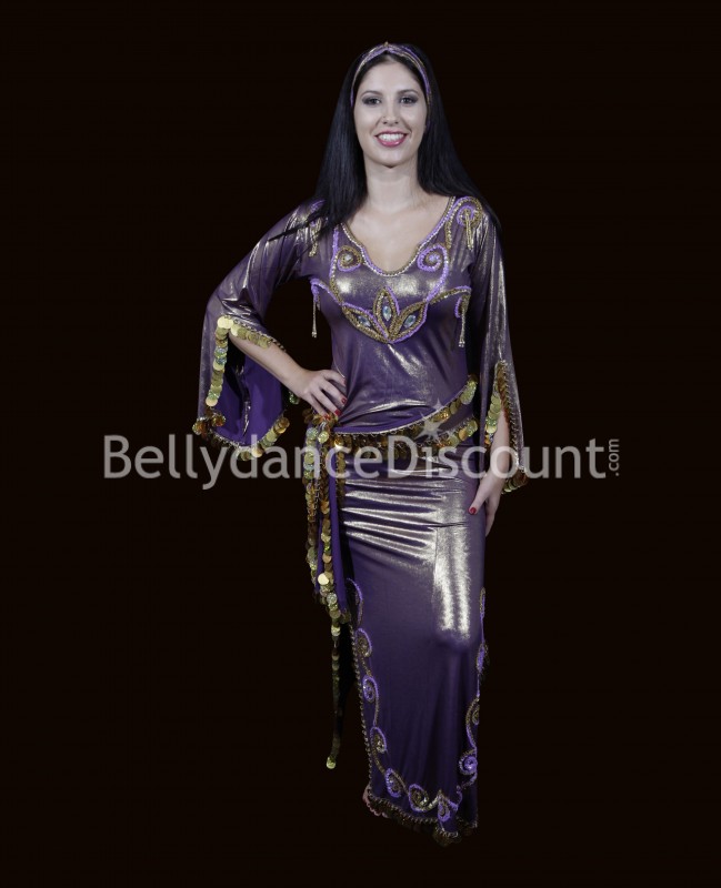 Purple and gold Baladi / Saïdi belly dance dress