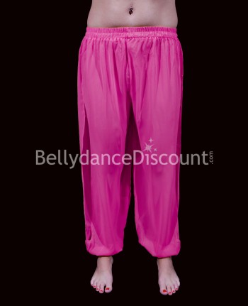 Transparent Bellydance sarouel pants fuchsia with slits