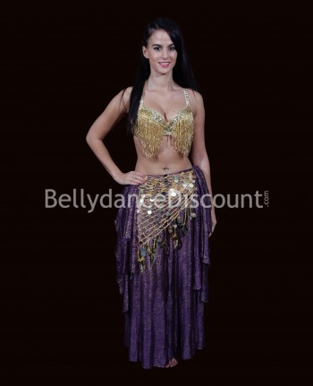 Bellydance skirt purple and gold