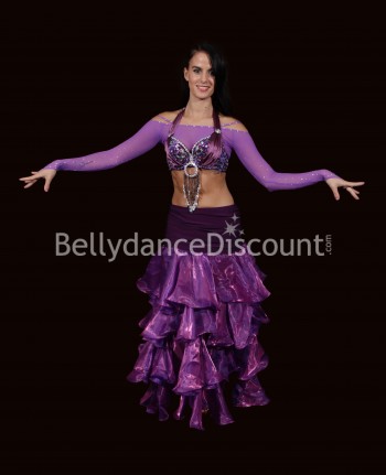 Dance top purple fishnet and strass