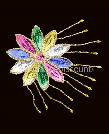 Gold and multicolor sew on Flower