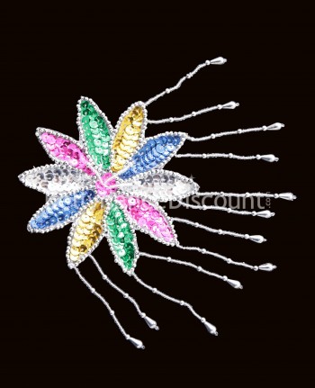 Fleur argentée et multicolore à coudre