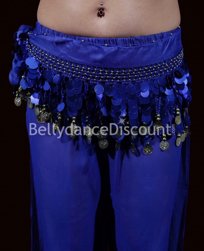 Bellydance belt with coins dark blue