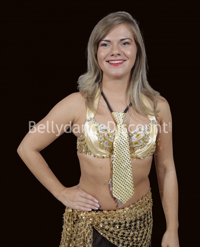 Cravatta dorata con paillettes