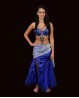 Falda azul oscura para danza oriental en terciopelo y tul