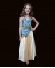 Top bambina di danza del ventre azzurro e oro
