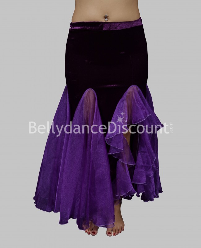 Jupe violette de danse orientale velours et tulle
