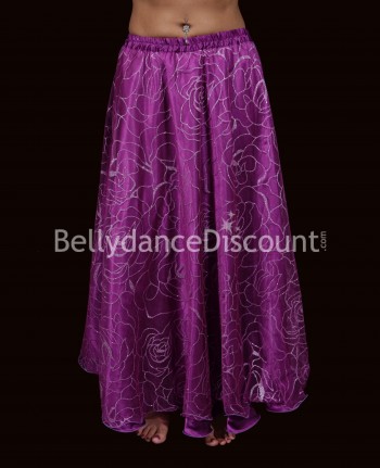 Falda violeta para danza oriental en tul, satén y lentejuelas