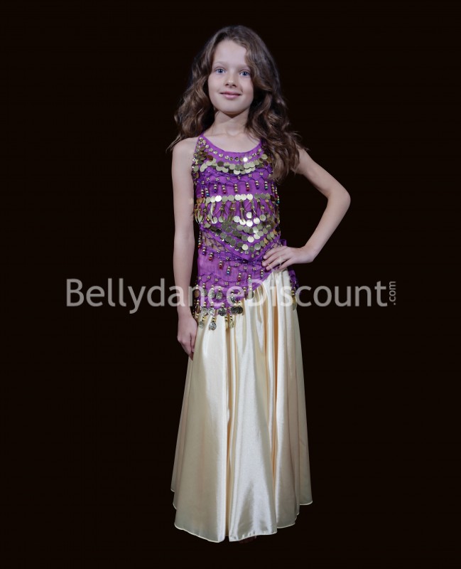 Oberteil für Kinder für den orientalischen Tanz in Violett und Gold