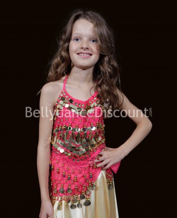 Girl's Bellydance top pink and gold