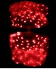 Abanicos rojos luminosos en seda pura y LEDs para danza oriental