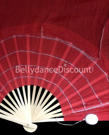 Light-up Bellydance red fans 100% silk with LED lights