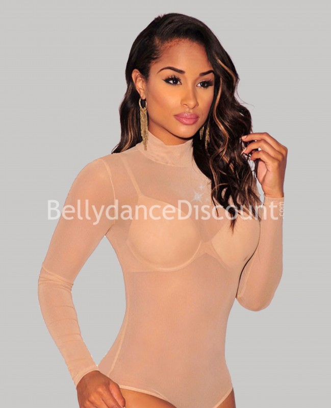 Body de danse transparent beige