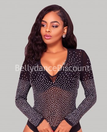 Transparent black dance body with strass
