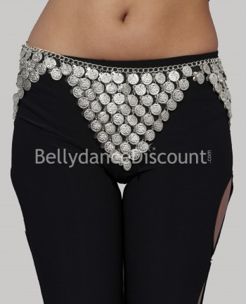 Ceinture métal de danse orientale sequins argent