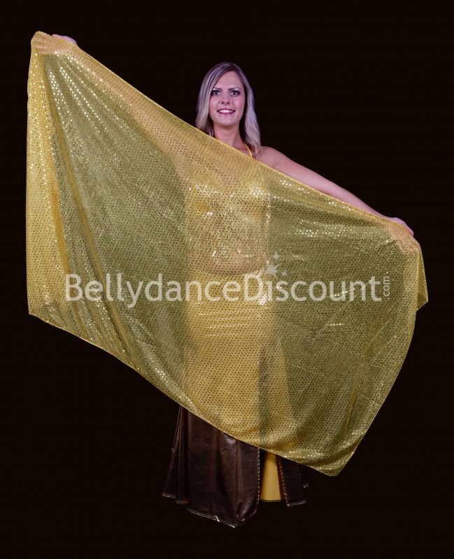 Velo rectangular amarillo brillante para danza oriental