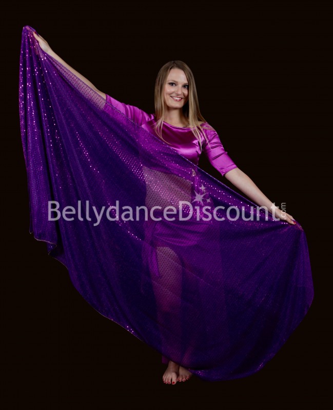 Velo rectangular violeta brillante para danza oriental