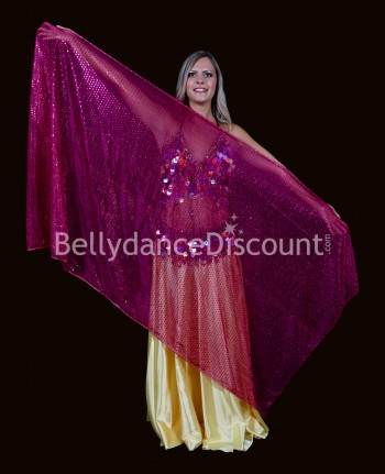 Voile rectangulaire de danse orientale scintillant fuchsia