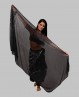 Shiny black and silver rectangular Bellydance veil