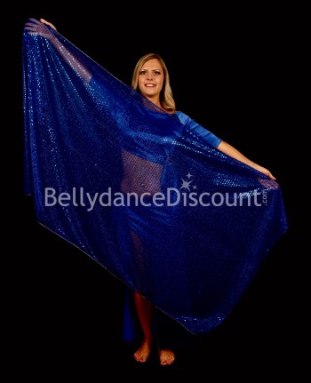 Shiny dark blue rectangular Bellydance Veil