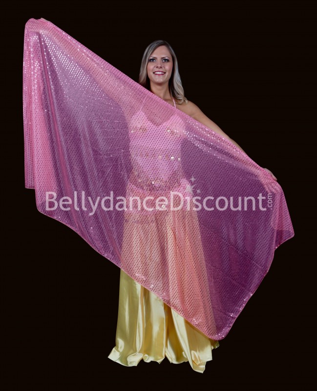 Shiny light pink rectangular Bellydance Veil