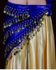 Long dark blue velvet Bellydance scarf with gold sequins