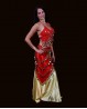 Long foulard de danse orientale velours rouge sequins or