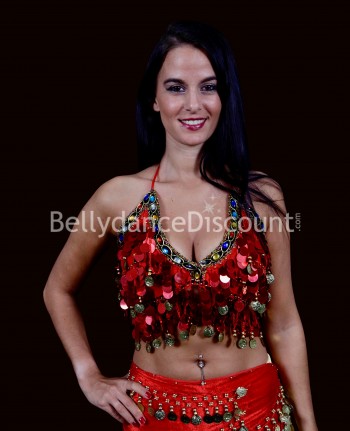 Bellydance top red with dots