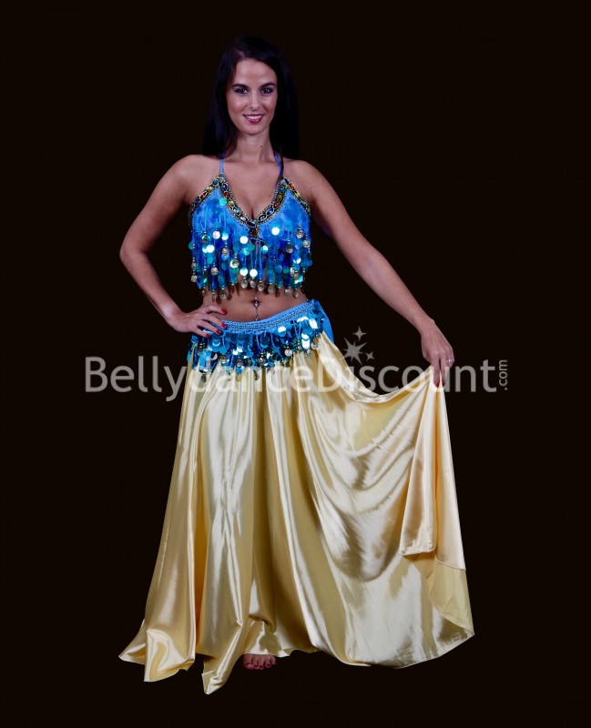 Bellydance top light blue with dots