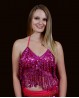 Haut rose de danse orientale franges et paillettes