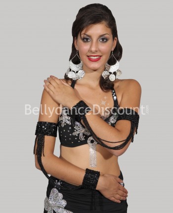 Armstulpen für orientalischen Tanz mit Perlen in Schwarz