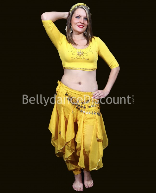 Top de danse orientale et Bollywood jaune