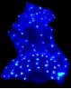 Abanicos azules oscuros luminosos en seda pura y LEDs para danza oriental