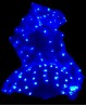 Leuchtende dunkelblaue Fächer für orientalischen Tanz aus purer Seide und mit LED