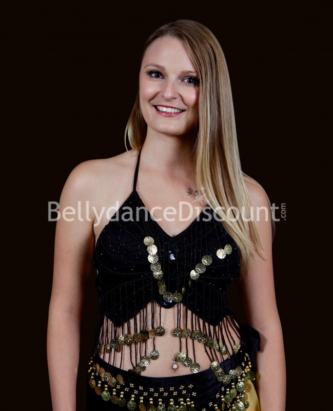 Top negro "mariposa" para danza oriental