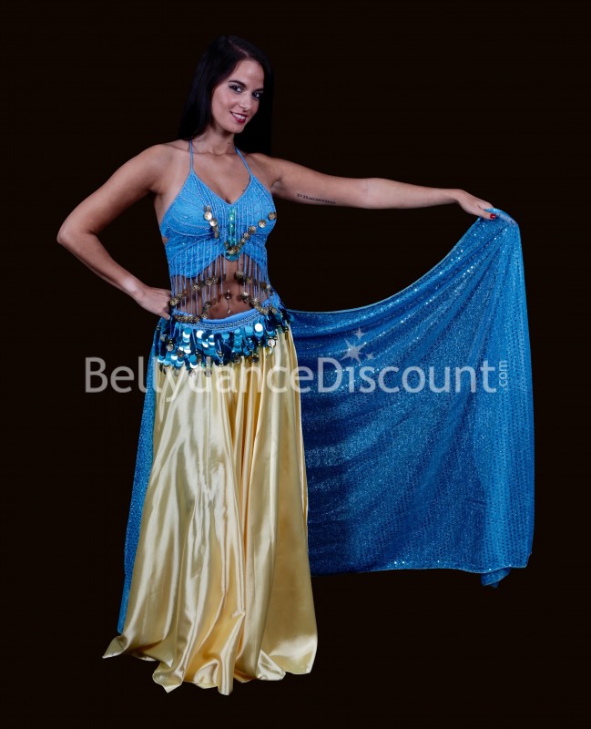 Haut "papillon" de danse orientale bleu ciel