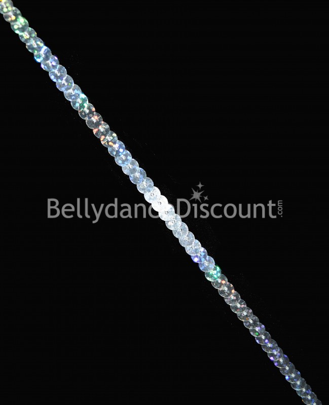 Sequined edging glittery silver 1 meter