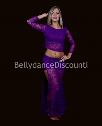 Costume de danse orientale en dentelle violet