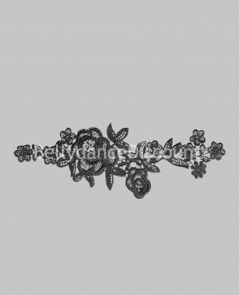 Sew on black flower in lace